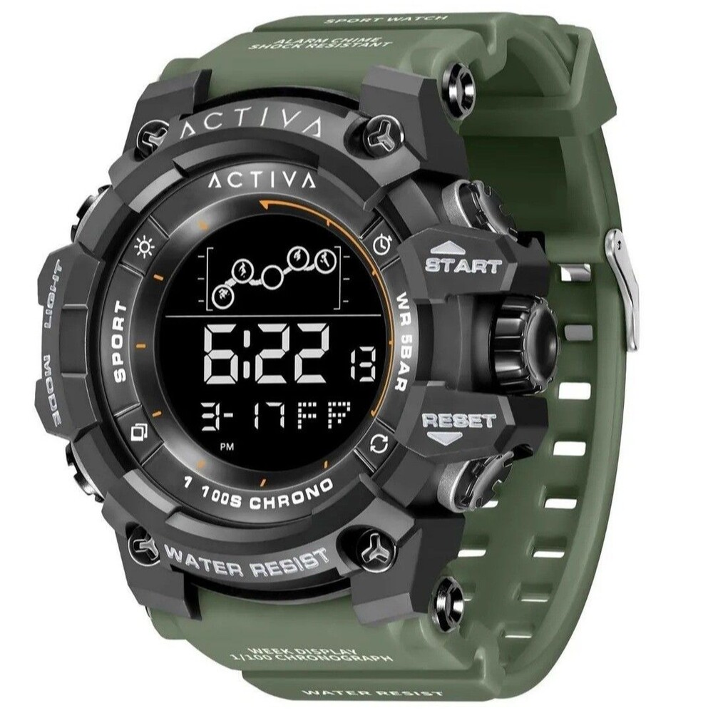 Activa Summit X Invicta Men's 50mm Digital Watch Green Silicone Band ACW8082-006